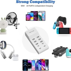 Estação De Carregamento Usb De 50w Com 6 Usb A / 4 Usb C Cor Branco - Imagem 1